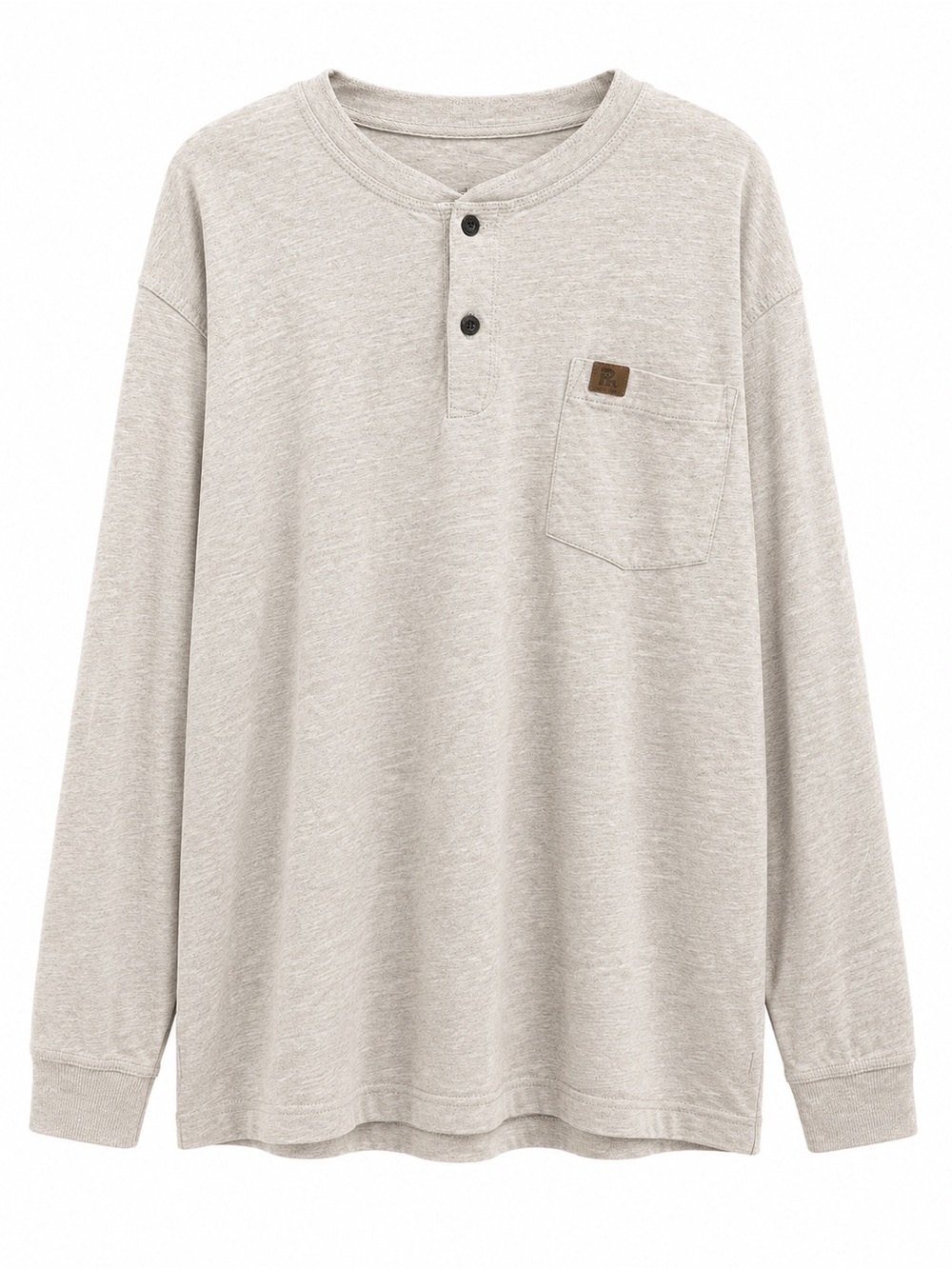 Wrangler Long Sleeve Henley Pocket Shirt - Light Beige